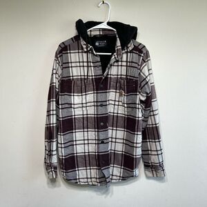 Carhartt Rugged Flex Relaxed Fit Flannel Fleece Lined Hooded Jacket Small
